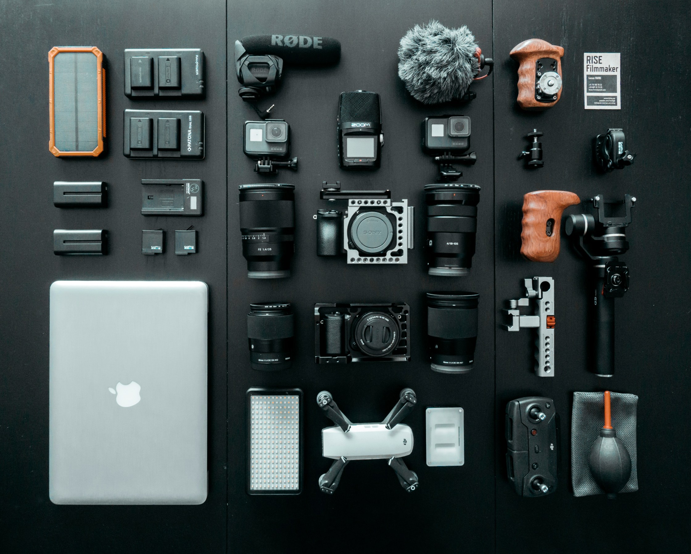 Selection of filmmaking equipment.